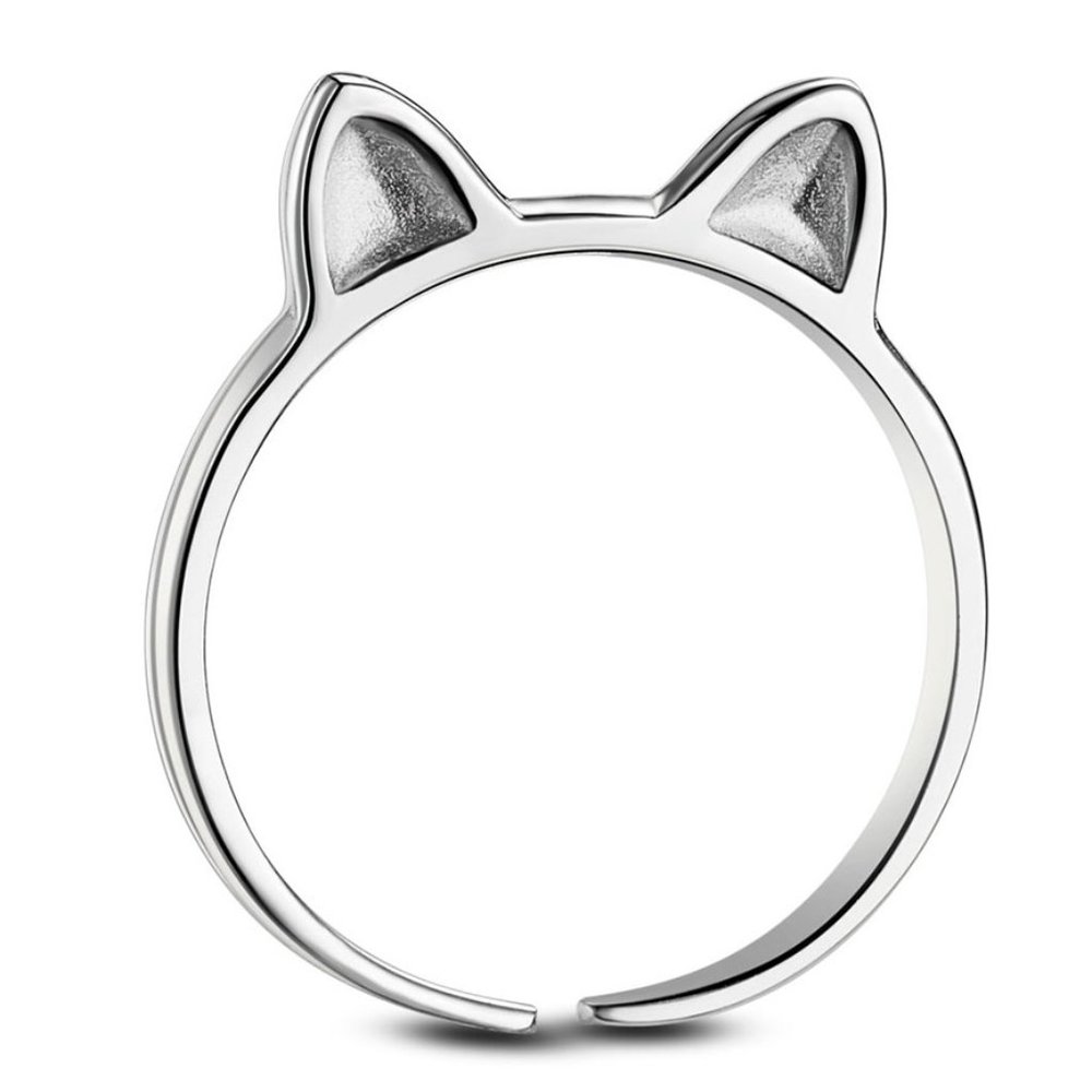 Cute Cat Ears Modern Adjustable 925 Sterling Silver Ring GIFT Kitten